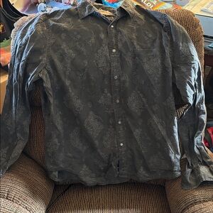 Vintage Red Black Pearl snap gray dress Shirt